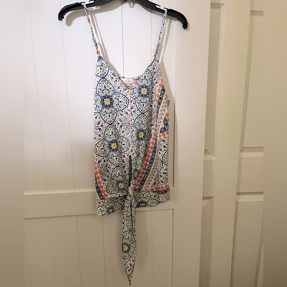 Juniper Blue Tie Front Tank Top